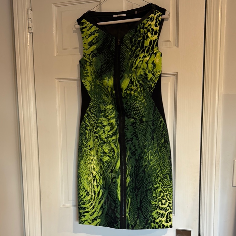 T Tahari Green and Black Sleeveless Dress size 6